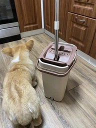 Набор для уборки швабра с ведром Scratch Cleaning Mop складная ручка автоматический отжим 10 л Коричневая