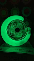 Вентилятор настольный аккумуляторный Fan Portable USB RBG подсветка синий фото от покупателей 6