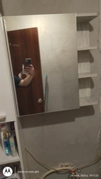 Навесная настенная тумба 640х620х208 мм с полками и дверками и зеркалом в ванную или салон (A-51) Білий фото от покупателей 5