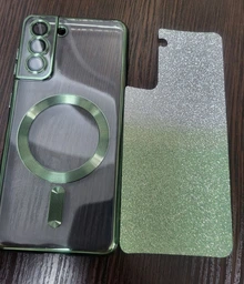 TPU чехол Delight case with MagSafe с защитными линзами на камеру для Samsung Galaxy S21 Зеленый / Green Без бренда