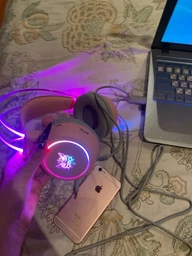 Ігрові дротові навушники Onikuma X15 Pro з висувним мікрофоном, шумопоглинанням та LED підсвіткою Рожевий