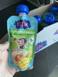 Фруктова каша з яблук, мультизлакової каші, персиків, бананів та манго «Вітамінний мікс» Elfik Magic 110 г