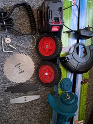 Тример садовий акумуляторний на колесах 48V, газонокосарка електрична Lawn Mower для газонів, трави і кущів + колеса мотокоса акумуляторна з гострими ножами та металевим диском бездротова електрокосарка на акумуляторі портативна з двома акумуляторами