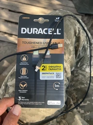 Кабель Duracell KEVLAR BRAIDED TYPE-C to Lightning 1 м Black (USB9012A) фото від покупців 1