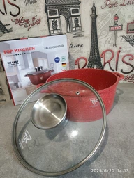 Каструля-казан з кришкою кругла та антипригарним мармуровим покриттям Top Kitchen TК00051 2,49 л чорний фото від покупців 1