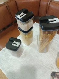 Набір контейнерів на 7шт для зберігання круп, продуктів харчування, сипучих і рідин із герметичною чорною кришкою (Storage Box)