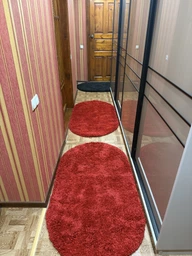 Пушистый прикроватный коврик Loca 6365 Red овал 50х80 см Красный