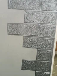 Декоративна 3D Самоклеюча панель під цеглу. Шпалери для стін сірий. Розмір 770х700х3 мм