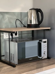 Підставка для мікрохвильовки Kitchen K301 Ferrum-decor 400x550x350 Чорний метал ДСП Сосна Кембра 16 мм (KITCH30108) фото від покупців 11