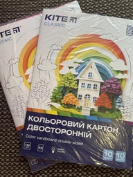 Картон кольоровий двосторонній Kite Classic А4 10 кольорів 10 арк (K-255)