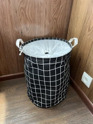 Корзина для белья/игрушек раскладная с ручками и тканевой крышкой Basket серая (BТ-32538)