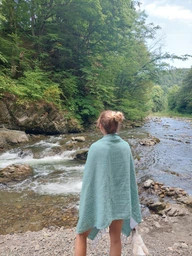 Полотенце пештемаль хлопковое Lovely Svi для ванной, отелей, SPA, саун, бани XХL (100 x 180 см) Синий фото от покупателей 6