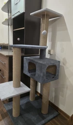 Домик когтеточка для кота дряпка для кошки Мур-Мяу Алиса-2 70 x 70 x 138 см в джутовой веревке Коричнево-Бежевый МТ фото от покупателей 14