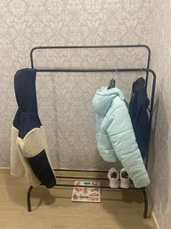 Двойная стальная стойка вешалка для одежды и обуви с полкой RZTK Loft Black фото от покупателей 10