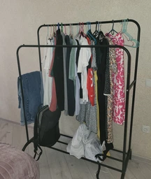 Вешалка напольная для одежды Double Pole Hanger 150 х 110 х 57 см (TW-608) Черный фото от покупателей 1