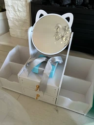 Большой DIY Органайзер для косметики и инструментов для макияжа с зеркалом на 5 секций, с выдвижными ящиками, 40х20х34,5 см, белый (COSM5477WH) фото от покупателей 6