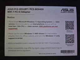 Wi-Fi/Bluetooth адаптер Asus PCE-BE92BT WiFi7 / BE9400 / PCI Express / Bluetooth 5.4