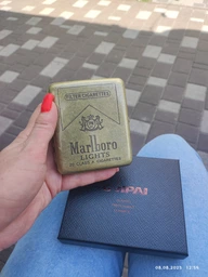 Портсигар металлический GVIPAI Marlboro Brass на 20 сигарет в подарочной упаковке фото от покупателей 2