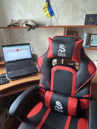 Ігрове крісло для геймерів та роботи Deus Large S14 чорно червоне комп'ютерне крісло