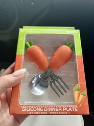 Набір дитячих столових приборів із нержавіючої сталі Carrot ложка та виделка для дитини з ручкою у формі Моркви, жовтогарячий (101554354)