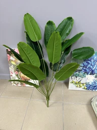 Декоративна штучна квітка - стреліція Planta Strelitzia тропічна рослина для декору дому / саду / офісу, 18 листків, 80 см, зелена "P" (98023103) фото від покупців 1