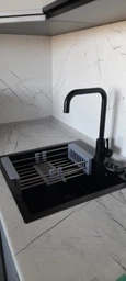 Мойка из нержавеющей стали AQUAMILL 5050 с PVD покрытием черная + смеситель + дозатор + решетка фото от покупателей 11