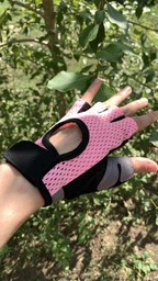 Перчатки для фитнеса (велосипеда и тяжелой атлетики) SPORT GEAR "S" чёрные с розовым фото от покупателей 9