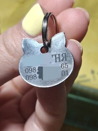Адресник для Котов BronzeDog из Нержавеющей Стали Довольный Котик Серебристый 20*19 мм (90361) фото от покупателей 7
