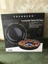 Сковорода гриль газ EDENBERG EB-3410 FRU-065 диаметр 33 см гриль для дома мяса овощей стейков барабекю чорный фото от покупателей 6