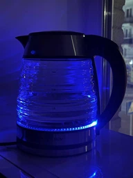 Электрочайник стеклянный с подсветкой 2л Top Kitchen 2400 Вт, стильный прозрачный чайник из рифленого термостойкого стекла, электрический дисковый чайник с LED подсветкой и быстрым нагревом воды TK-00239-Silver/Black фото от покупателей 7