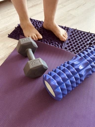 Килимок для йоги та фітнесу TPE (йога мат, каремат спортивний) OSPORT Yoga ECO Pro 6мм (FI-0076) Бірюзово-бузковий фото від покупців 16
