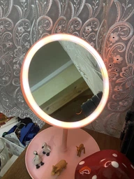 Дзеркало з лед підсвіткою LED для макіяжу з підставкою у ванну кімнату настільне косметичне сенсорне на USB 3 режими підсвічування фото від покупців 2