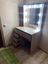 Большой гримерный, туалетний столик с зеркалом с подсветкой, 160*90*50см, цвет - бетон, MirrorRika фото от покупателей 9