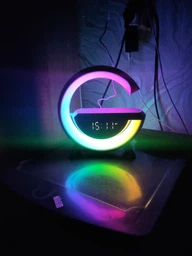 Многофункциональный ночник Bluetooth колонка 3в1 с беспроводной зарядкой RGB 2388 Rainbow(HA-36) фото от покупателей 3
