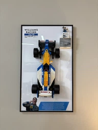Арт Держатель Рамка на Стену 50x30 см. для Вашего Конструктора Icons Williams Racing FW14B Nigel Mansell Найджел Менселл (10353) с дополнительным креплением для мини-фигурки