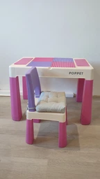 Комплект детский стол со стульчиком POPPET Колор Пинк 5 в 1 + подушка на стул и набор фломастеров (PP-002P-G)