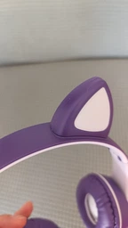 Беспроводные наушники с кошачьими ушками CAT EAR Bluetooth 5.0 + EDR детские наушники, игровые с блютуз гарнитурой и LED подсветкой, фиолетовые фото от покупателей 6