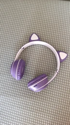 Беспроводные наушники с кошачьими ушками CAT EAR Bluetooth 5.0 + EDR детские наушники, игровые с блютуз гарнитурой и LED подсветкой, фиолетовые фото от покупателей 5