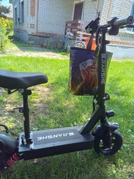 Електросамокат JIANSHE 1500W 48V 10" 15 Ah до 50 км, дискові гальма, амортизація, сидіння, сигналізація, Bluetooth, чорний