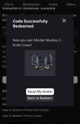 Roblox: Knife Crown - Murder Mystery 2 фото от покупателей 1