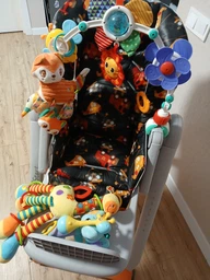 Чохол на стільчик для годування Chicco Polly 2 в 1 плащівка Пожежні машини на чорному DavLu (2in1000009)