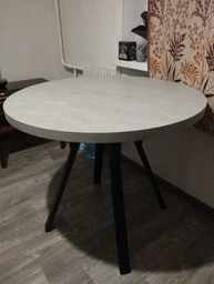 Стол кухонный круглый RoMax Lite 90 см Loft Дуб Эндгрейн/Черный фото от покупателей 9