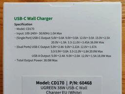 Зарядний пристрій UGREEN CD170 38W USB/Type-C білий фото від покупців 7