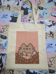 Эко-сумка, шопер с принтом Пушин с пончиком Pusheen