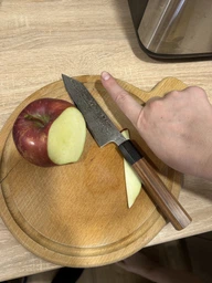 Японський ніж Santoku з дамаської сталі у подарунковій упаковці універсальний TURWHO 5" (Сталь VG10)