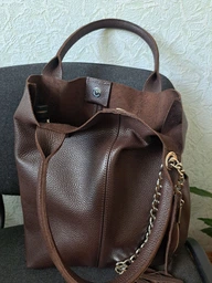 Сумка шоппер жіноча з натуральної шкіри містить формат А-4 ARTiS Bags 970 4222 темно-бежева фото від покупців 4