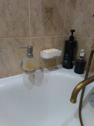 Мильниця з піддоном для води настінна і настільна самоклеюча VMHouse на липучці зі зливом для ванної та кухні пластикова білий (0049-0001) фото від покупців 2