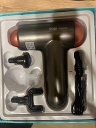 Портативний компактний ручний масажер пістолет Massage Gun DSP Encore PRO для спини і всього тіла 4 в 1 сірий фото від покупців 1
