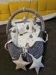 Кокон гнездышко для новорожденных Carus Textile мишки 70*35 темно-серый