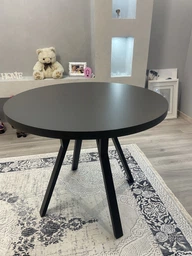 Стол кухонный круглый RoMax Lite 90 см Loft Дуб Эндгрейн/Черный фото от покупателей 8